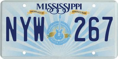 MS license plate NYW267
