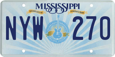 MS license plate NYW270