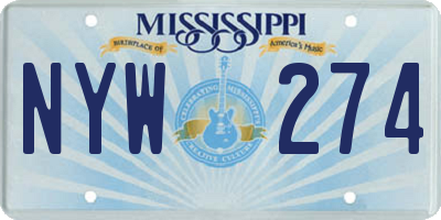 MS license plate NYW274
