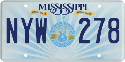MS license plate NYW278