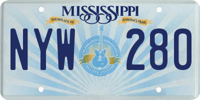 MS license plate NYW280