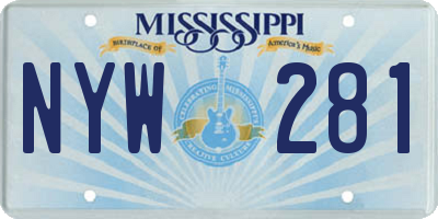 MS license plate NYW281