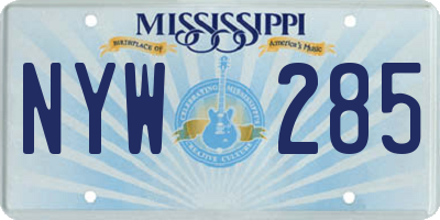 MS license plate NYW285
