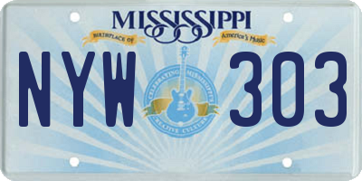 MS license plate NYW303