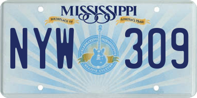 MS license plate NYW309