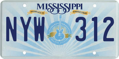 MS license plate NYW312