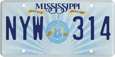 MS license plate NYW314