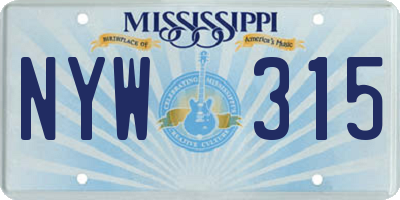 MS license plate NYW315