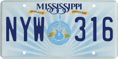 MS license plate NYW316
