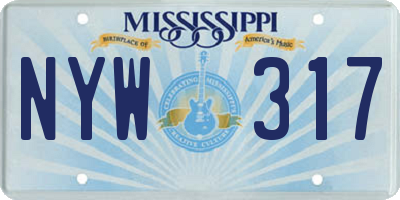 MS license plate NYW317