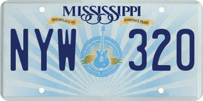 MS license plate NYW320