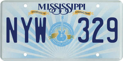 MS license plate NYW329