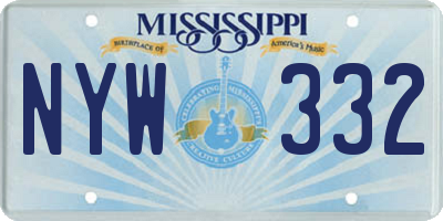 MS license plate NYW332