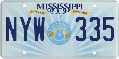 MS license plate NYW335