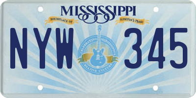 MS license plate NYW345