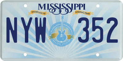 MS license plate NYW352
