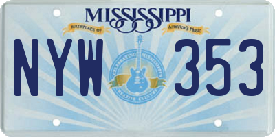 MS license plate NYW353