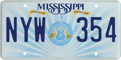 MS license plate NYW354