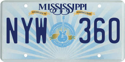 MS license plate NYW360