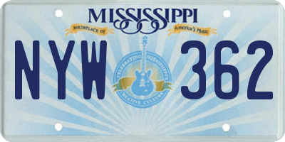 MS license plate NYW362