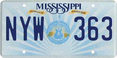 MS license plate NYW363