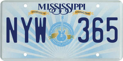 MS license plate NYW365
