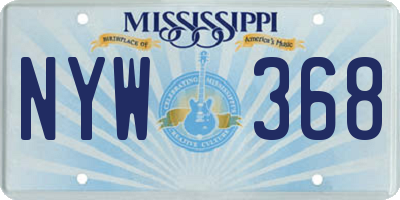 MS license plate NYW368