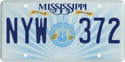 MS license plate NYW372