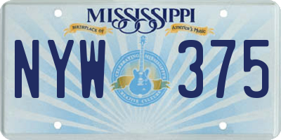 MS license plate NYW375