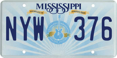 MS license plate NYW376