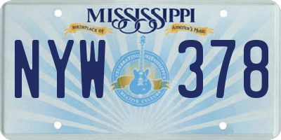 MS license plate NYW378