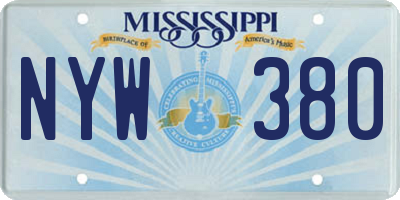 MS license plate NYW380