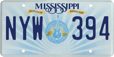 MS license plate NYW394