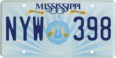 MS license plate NYW398