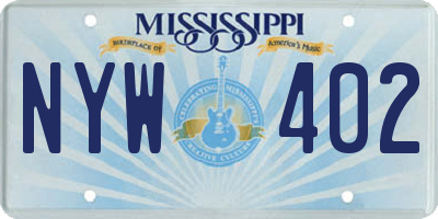 MS license plate NYW402