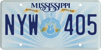 MS license plate NYW405