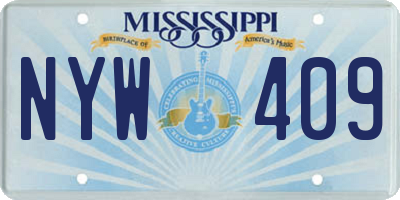 MS license plate NYW409