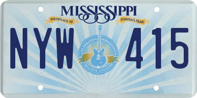 MS license plate NYW415