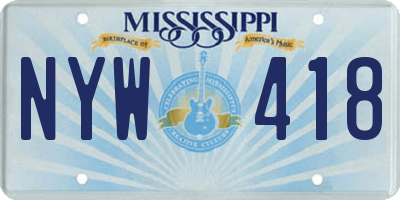 MS license plate NYW418