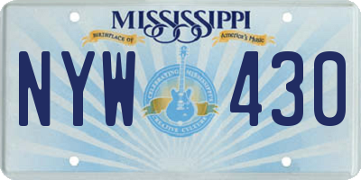 MS license plate NYW430