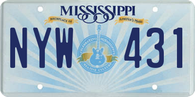 MS license plate NYW431