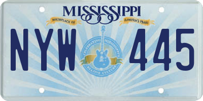 MS license plate NYW445