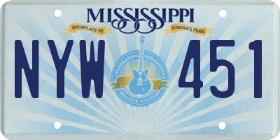 MS license plate NYW451
