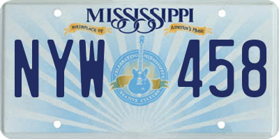 MS license plate NYW458