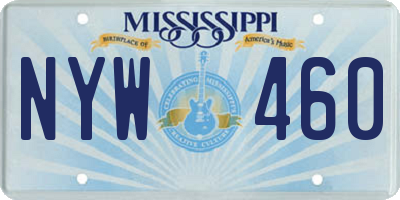 MS license plate NYW460
