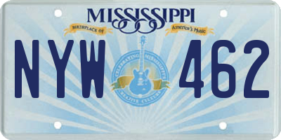 MS license plate NYW462