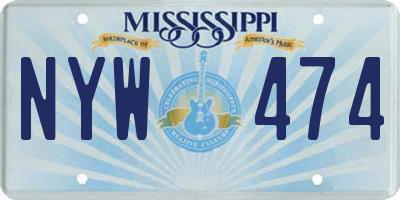 MS license plate NYW474