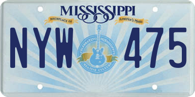 MS license plate NYW475