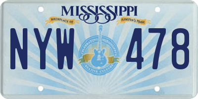 MS license plate NYW478