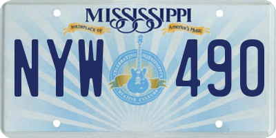 MS license plate NYW490
